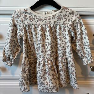 Quincy Mae | Cream and Brown Floral Girls Dress 6-12 Months